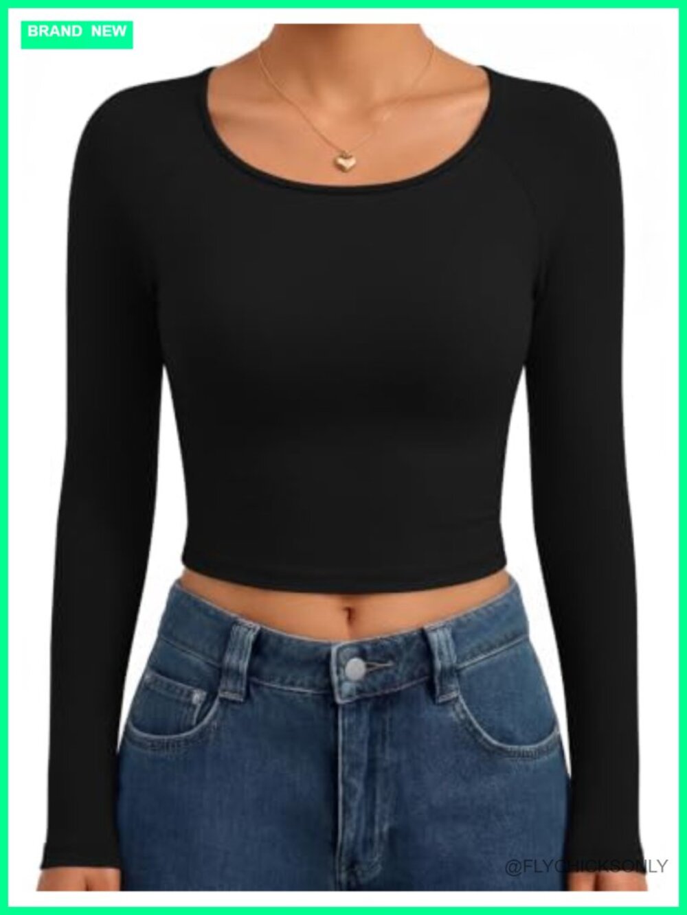Women's Long Sleeve Crop Top Scoop Neck Raglan Shirt Slim Fit Casual